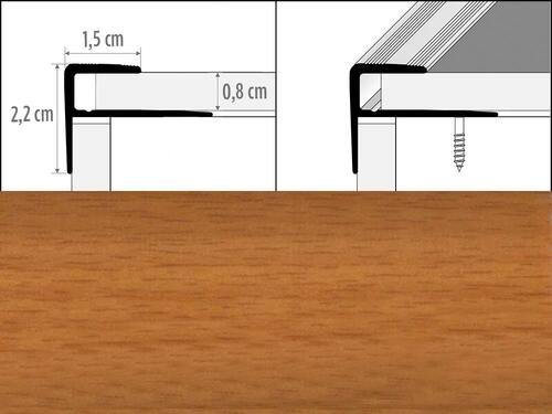 Prechodové lišty s lištou A60 šírka 1,6 x 2,3 cm dĺžka 270 cm - buk parený